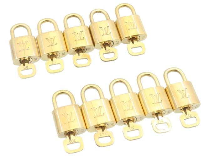 Louis Vuitton padlock 10set Gold Tone LV Auth cr887 Metal  ref.636674