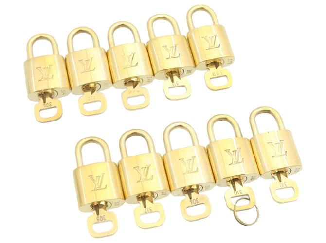 Louis Vuitton padlock 10set Gold Tone LV Auth cr888 Metal  ref.636675