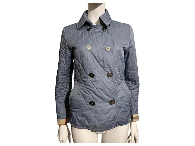 Light blue quilted Burberry jacket Polyester  ref.636843