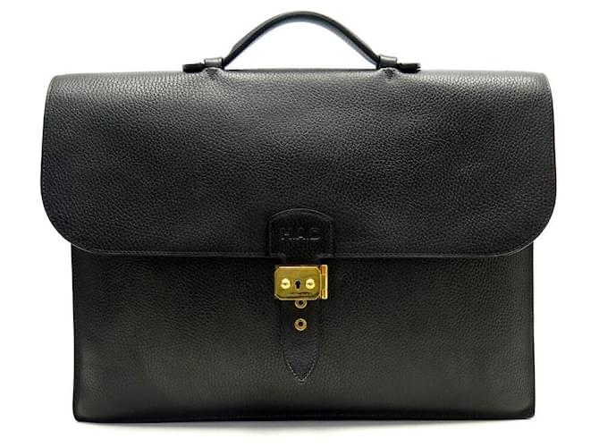 Hermès HERMES BAG DEPECHES BAG 3 LEATHER BELLOWS TOGO SATCHEL BRIEFCASE Black  ref.636893
