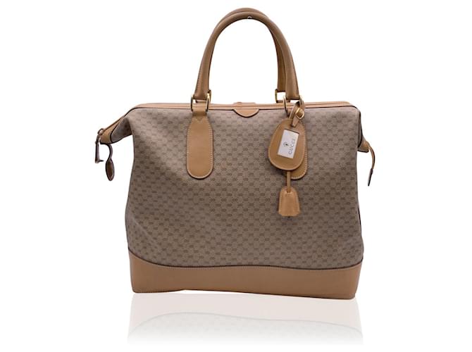 Gucci Grand sac de voyage vintage en toile monogrammée beige  ref.636953