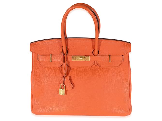 Hermès Hermes Orange Togo Birkin 35 GHW Laranja Couro  ref.637038