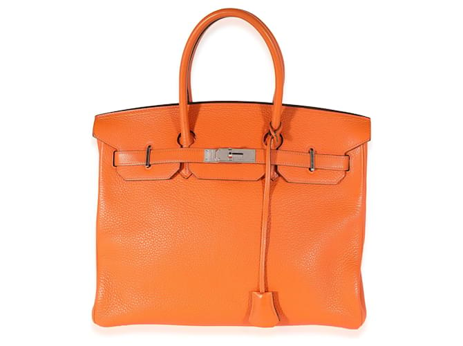 Hermès Hermes Orange Togo Birkin 35 PHW Leather  ref.637054