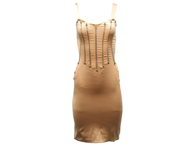 Dolce & Gabbana Dolce and Gabbana Bustier Dress with Zip Detail in Nude Leather Flesh Lambskin  ref.637075