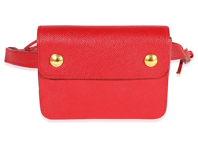 Hermès Hermes Vintage Rouge Vif Courchevel Pochette Belt Bag Ghw Roja  ref.637120