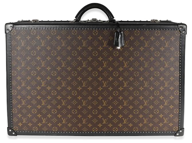 Louis Vuitton Monogram Macassar & Black Leather Alzer Trunk 70  Brown  ref.637145