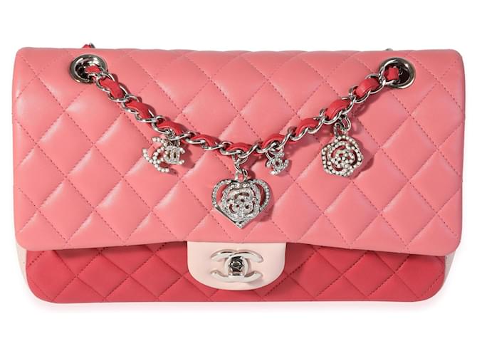 Bolsa Chanel Rosa e Vermelho acolchoada de pele de cordeiro para o dia dos namorados Couro  ref.637149