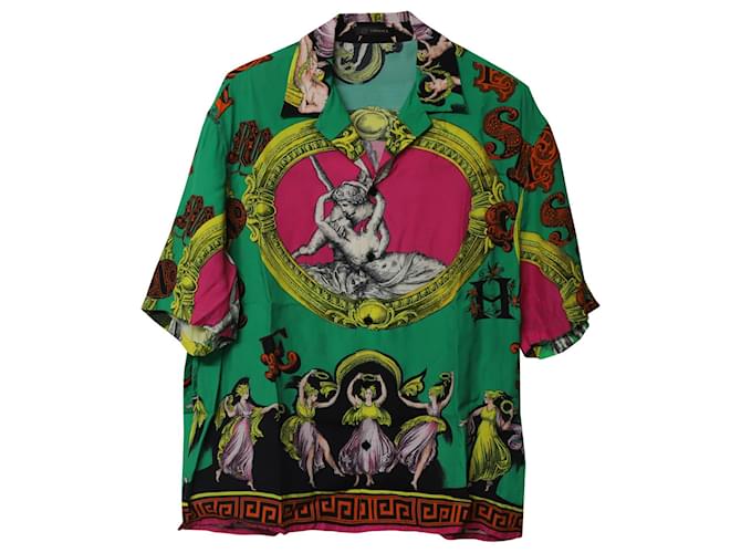 Versace Baroque Amore E Psiche Print Short-sleeve Shirt in Multicolor Viscose Multiple colors Cellulose fibre  ref.637170