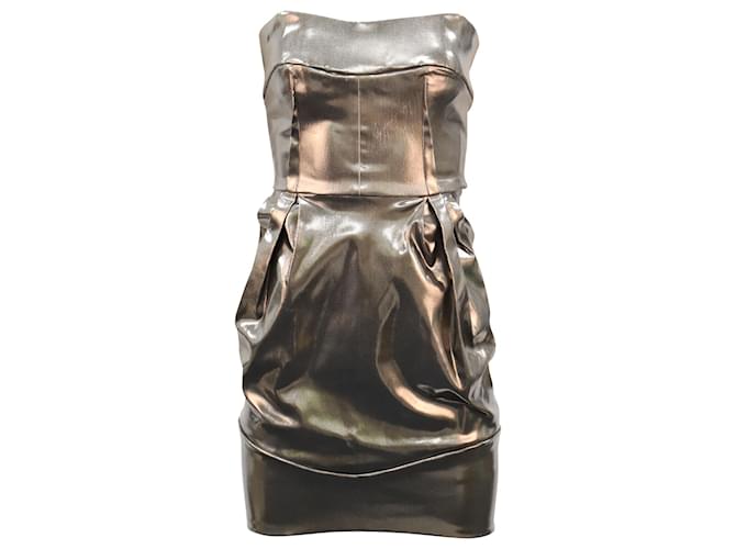 Dolce & Gabbana Dolce und Gabbana Bustier-Kleid im silbernen Kleid Metallisch Leder  ref.637201