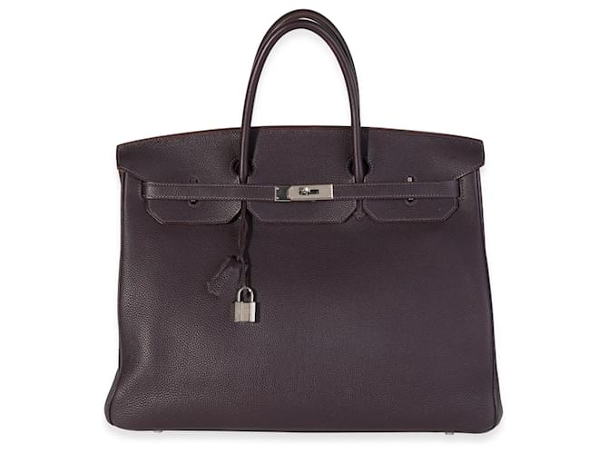 Hermès Hermes Raisin Togo Birkin 40 PHW Brown Leather  ref.637222