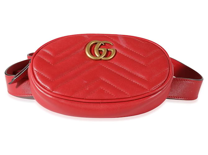 Gucci Red Matelasse Calfskin Gg Marmont Belt Bag 85   ref.637223