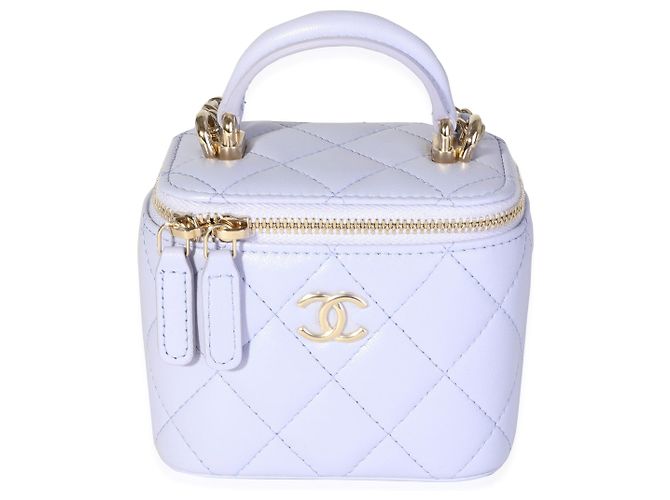 Chanel Lavender Lambskin Vanity Bag With Chain  Purple