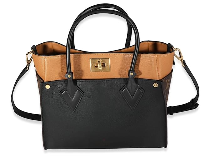 Louis Vuitton Monogram Canvas & Black Calfskin On My Side Pm Tote  Leather Pony-style calfskin  ref.637254