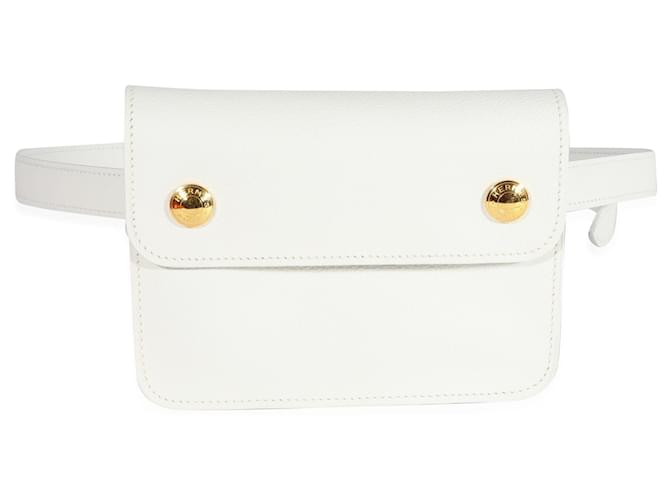 Hermès Hermes Vintage White Evergrain Pochette Belt Bag Ghw   ref.637268