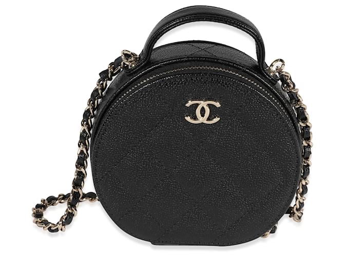 Chanel Handle With Care Round Vanity Case with Chain Quilted