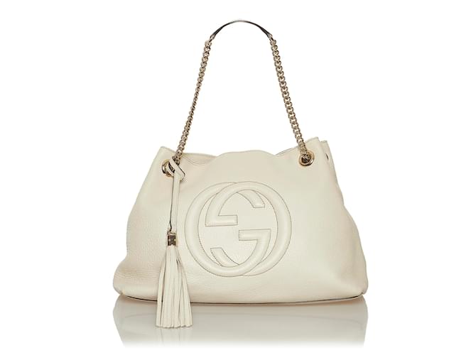 Gucci White Leather Soho Tote Bag