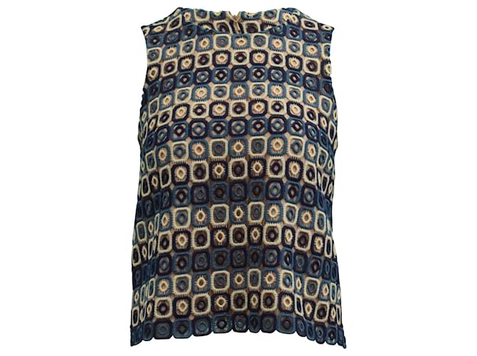 Max & Co Maxmara Max&Co Crocheted Sleeveless Top in Blue Polyester  ref.637480