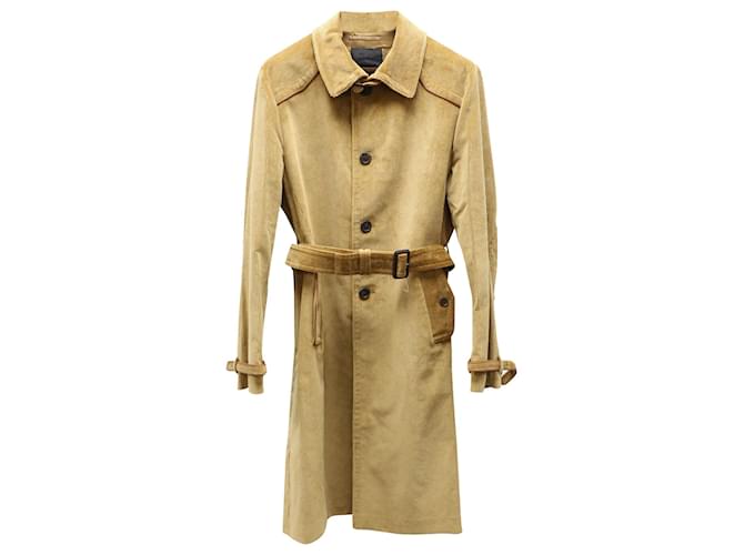 Prada Cord-Trenchcoat aus kamelfarbener Baumwolle Gelb  ref.637492