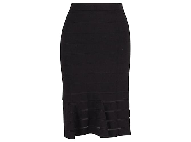 Sandro Paris Flared Hem Pencil Skirt in Black Viscose  Cellulose fibre  ref.637495