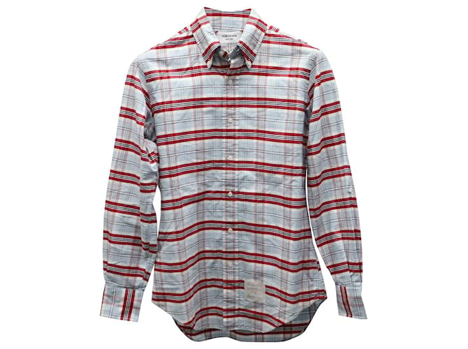 Camisa franela a cuadros de algodón rojo Thom Browne  ref.637527