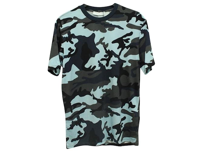 Sandro Paris Camouflage T-shirt in Blue Cotton  ref.637530
