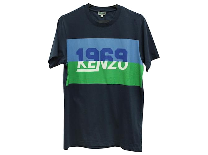 KENZO 1969 Logo-T-Shirt aus marineblauer Baumwolle  ref.637560