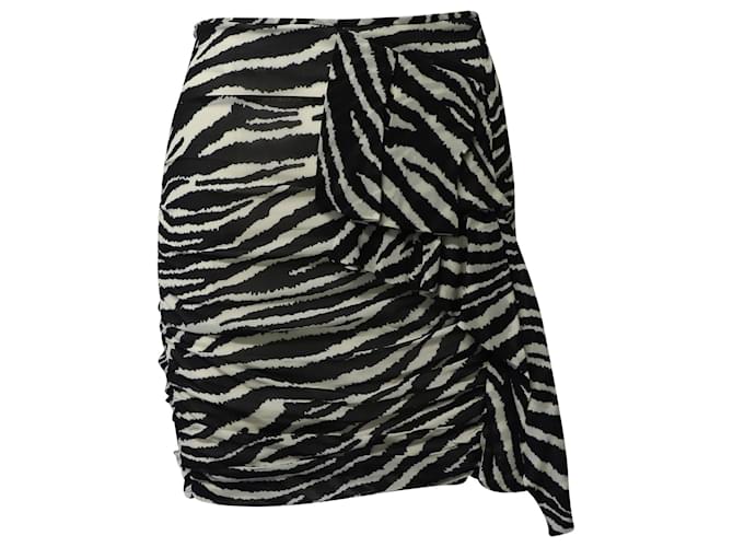Isabel Marant Etoile Jerine Ruffled Zebra Print Skirt in Black Viscose Cellulose fibre  ref.637613