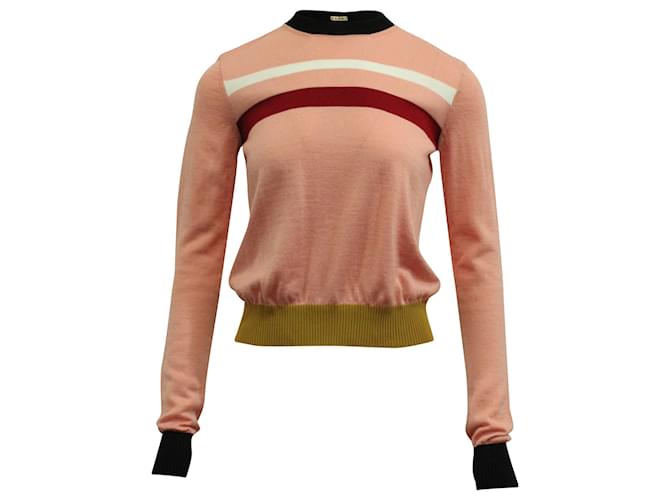 Marni Sweater de malha às riscas em acetato rosa Fibra de celulose  ref.637622