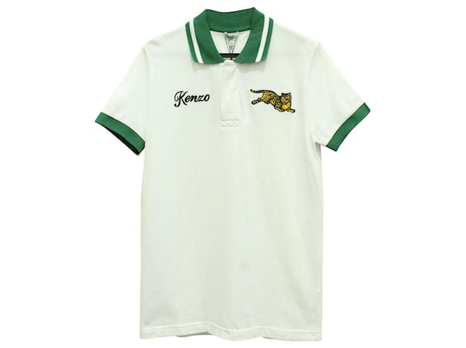 Kenzo Jumping Tiger Polo Shirt in White Cotton  ref.637623