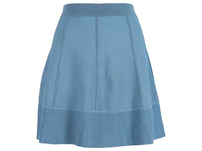 Sandro Paris Knitted Flared Skirt in Blue Viscose Cellulose fibre  ref.637628