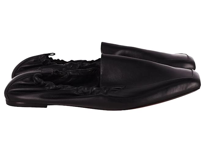 Autre Marque  Porter & Paire Scrunched Ballet Flats in Black Leather   ref.637687