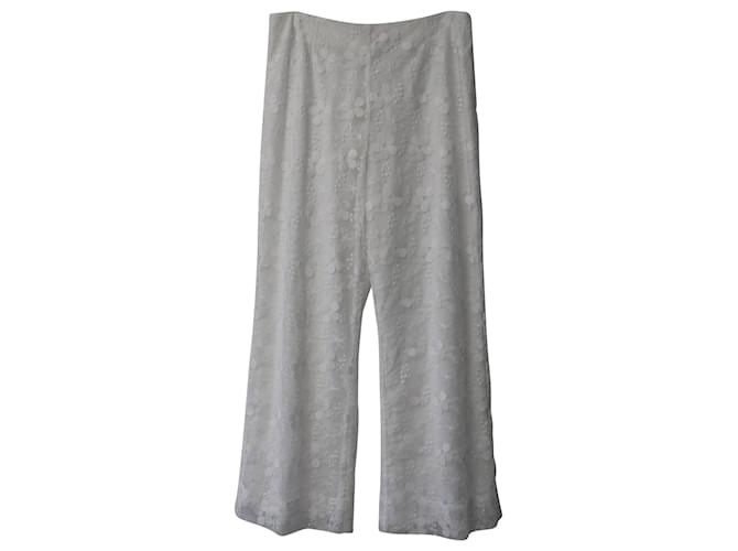 Pantalones de pernera ancha con estampado de encaje Vallea de Staud en poliéster blanco  ref.637734