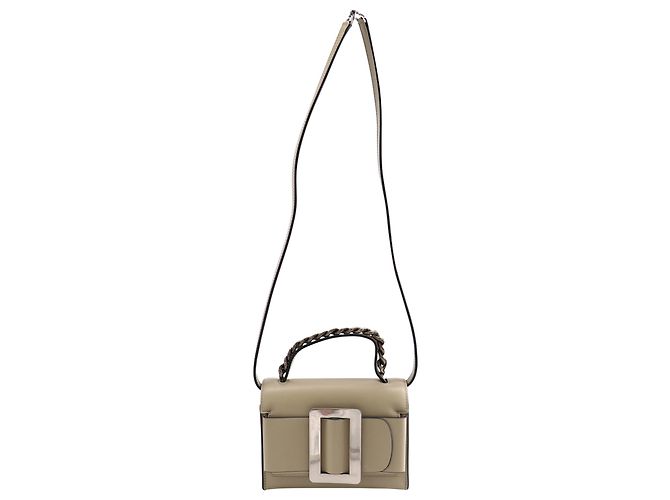 Bolsa a tiracolo com fivela prateada Boyy Fred em couro bege