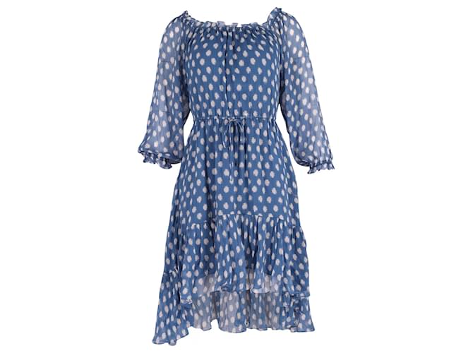 Diane Von Furstenberg Camila Off The Shoulder Dress in Blue Silk   ref.637754