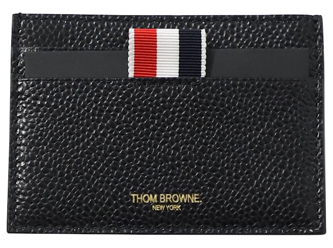 Thom Browne Card Holder with Note Compartment in Black Leather  ref.637756