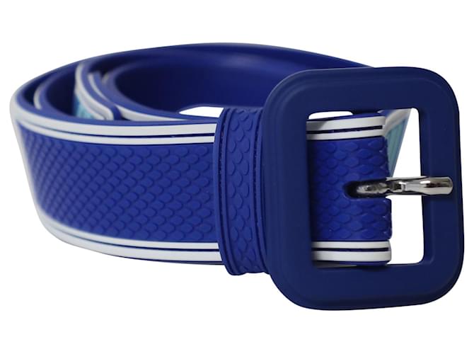 Gestreifter Prada-Gürtel aus blauem Kunststoff  ref.637781