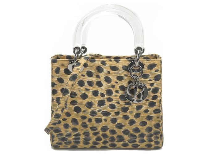 *Christian Dior Handtasche Umhängetasche 2Way Bag Lady Dior Leopard Leopard x durchsichtiges Segeltuch x Kunststoff Christian Dior Damen-Premium-Funktion Leopardenprint  ref.638229