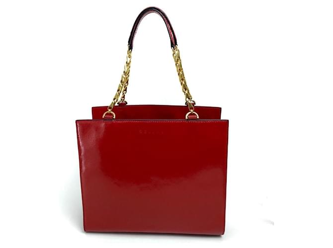 Céline *Celine Celine borsa a spalla tracolla a catena tote bag tote bag in vernice rossa da donna Rosso  ref.638234