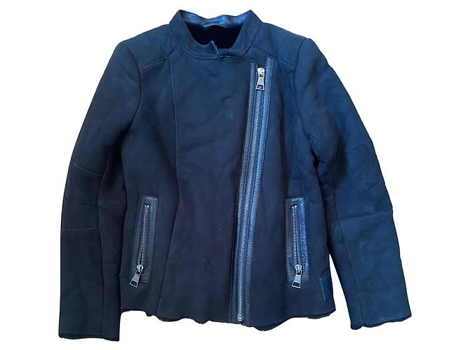 Karl Lagerfeld Leather Bomber Jacket Black