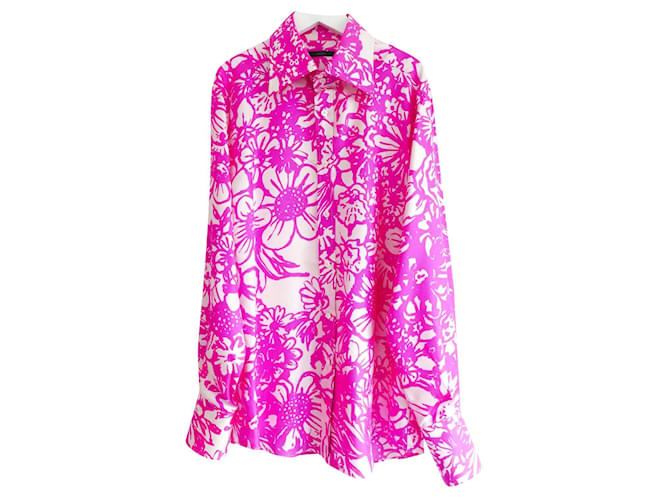 Vintage Gucci x Tom Ford SS02 Pink Floral Silk Shirt  ref.638379