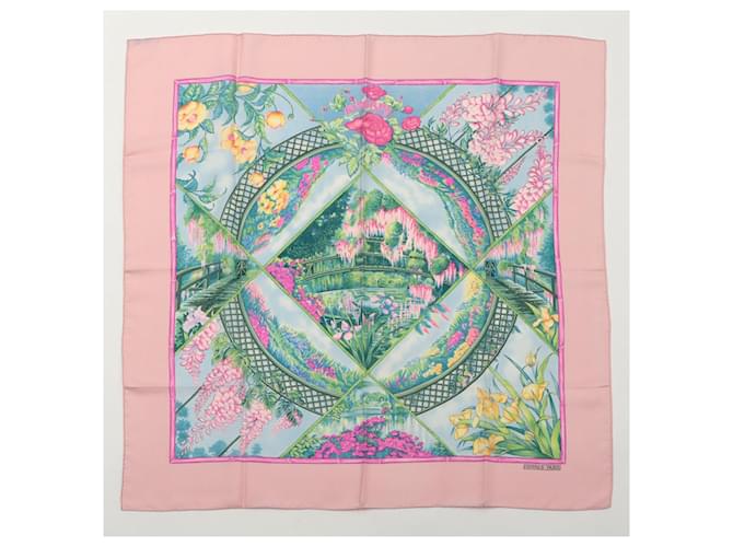 Silk In Hermès Giverny Gardens Seidenschal Rosa 90 Pink  ref.638423