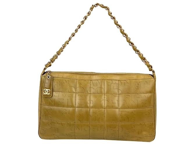 Chanel Bag Zippered Stitched Leather Chocolate Bar Chain Camel Shoulder Bagb228   ref.639111