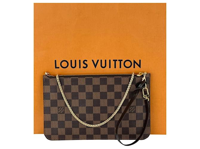 Louis Vuitton Louis Vuitton Pochette Damier Ebene Clutch Bolsa transversal Neverfull C26  Couro  ref.639135