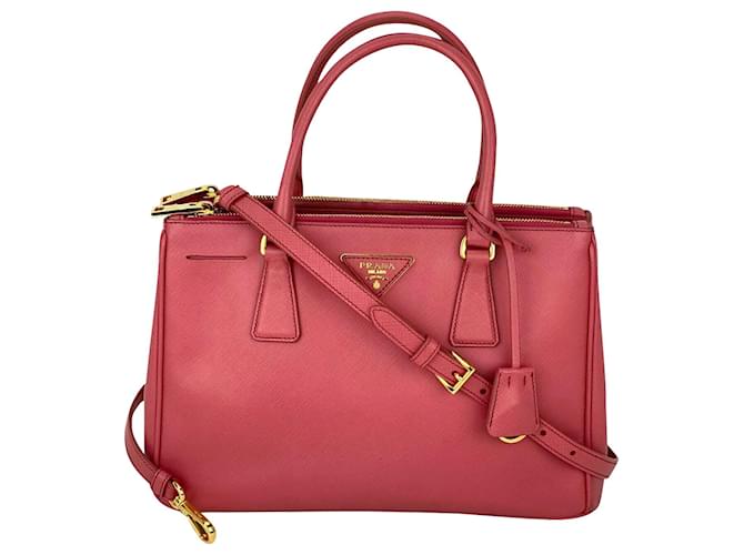 Bolsa de mão Prada Galleria forrada com zíper rosa Saffiano couro bolsa pequena B394 auth  ref.639150