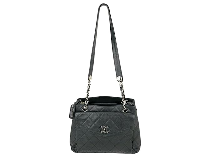 Chanel Chanel Bag Vintage Black Caviar Leather Flap Shoulder Tote Bag Authentic  B341   ref.639161