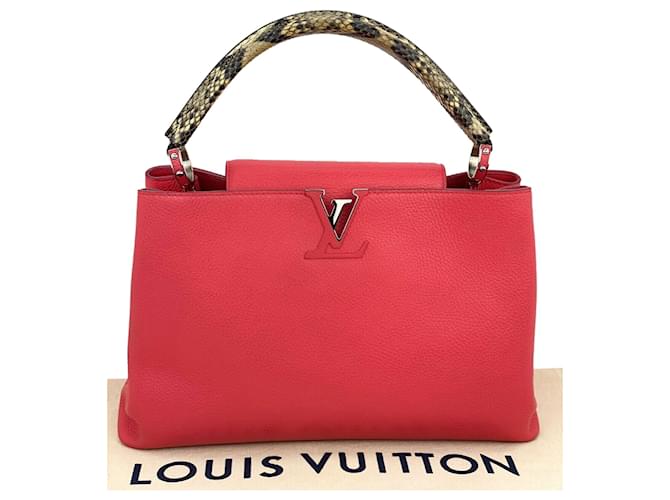 Louis Vuitton Louis Vuitton Bolsa de Mão Capucines Mm Python Vermelho Taurillon Couro N91899 NO474   ref.639172