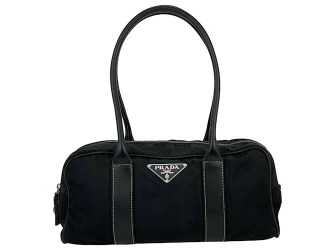 Prada Prada Womens Handbag Black Nylon And Leather  Shoulder Hand Bag Authentic B239   ref.639210