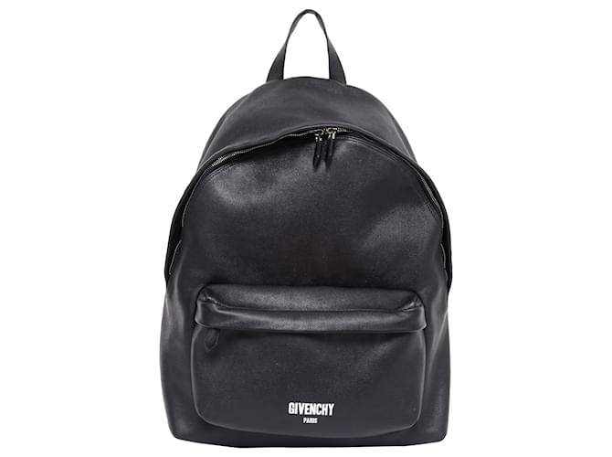 Givenchy Givenchy Black Leather Backpack White Printed Logo Bag