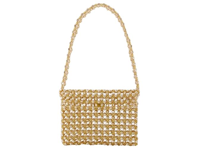 Autre Marque Beaded Sable Nacré Clutch Bag in Gold Golden Metallic  ref.639300