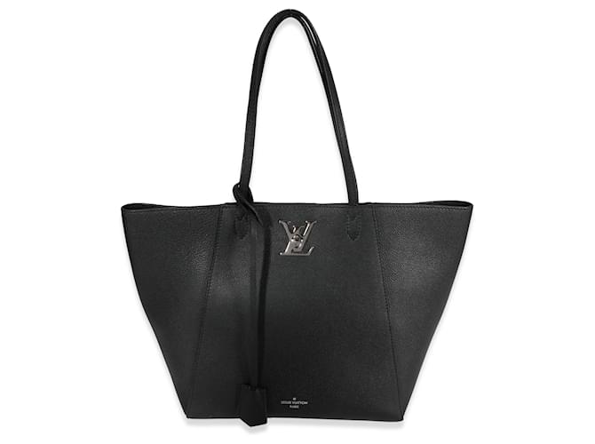 Bolsa Louis Vuitton Black Grained couro de bezerro Lockme Cabas Preto  ref.639360